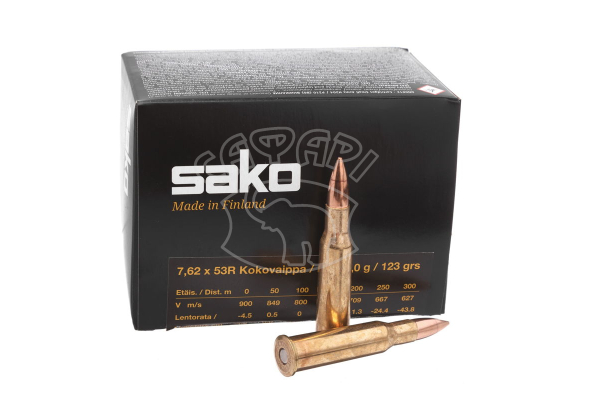 Патрон Sako Range k.7,62х54R FMJ 8 г (124GR)